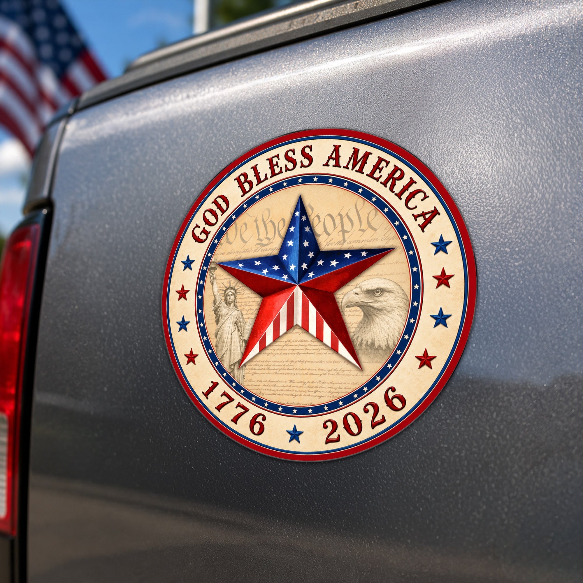 God Bless America 1776 2026 We The People Car Magnet