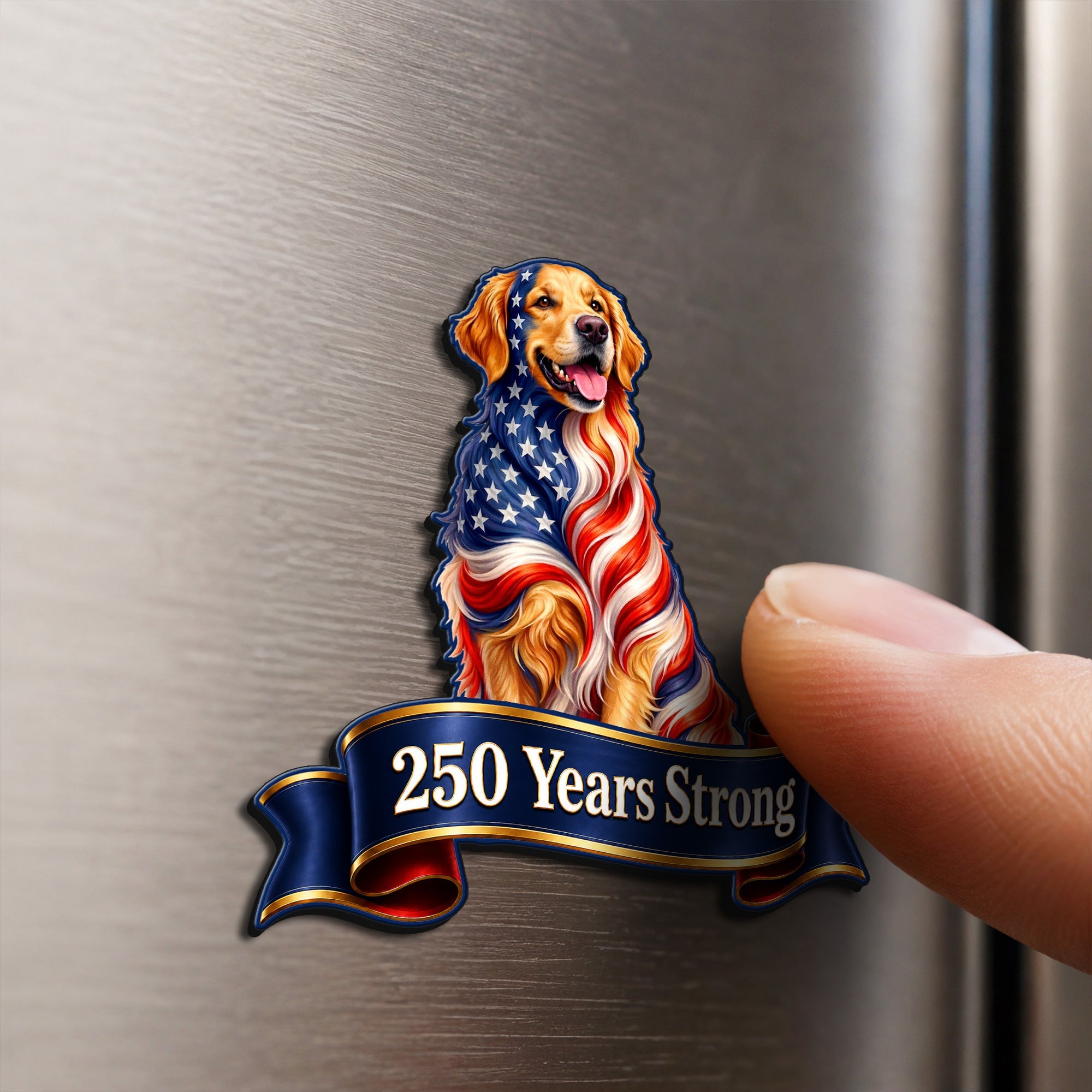 250 Years Strong Patriotic Golden Retriever Car Magnet for Dog Lovers