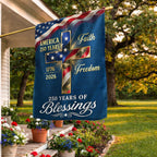 250 Years of Blessings 1776 2026 Faith Freedom Christian Cross US Flag