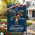 250 Years of Blessings 1776 2026 Faith Freedom Christian Cross US Flag