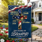 250 Years of Blessings 1776 2026 Faith Freedom Christian Cross US Flag