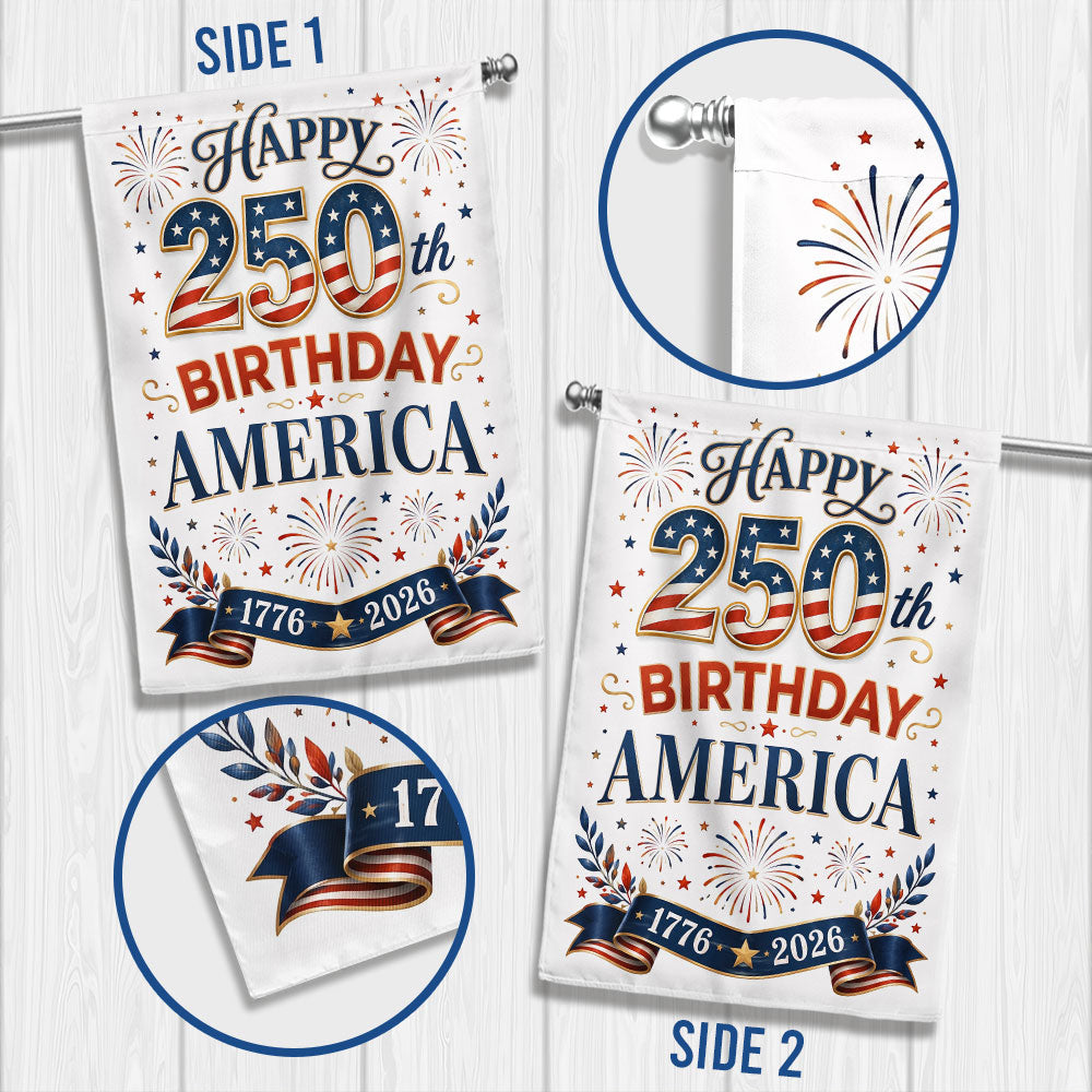 Happy Birthday 250th Anniversary America US Flag for Patriotic Decor