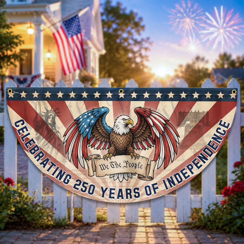 Celebrating 250 Years of Independence Patriotic Eagle We The People Vintage Fan Flag