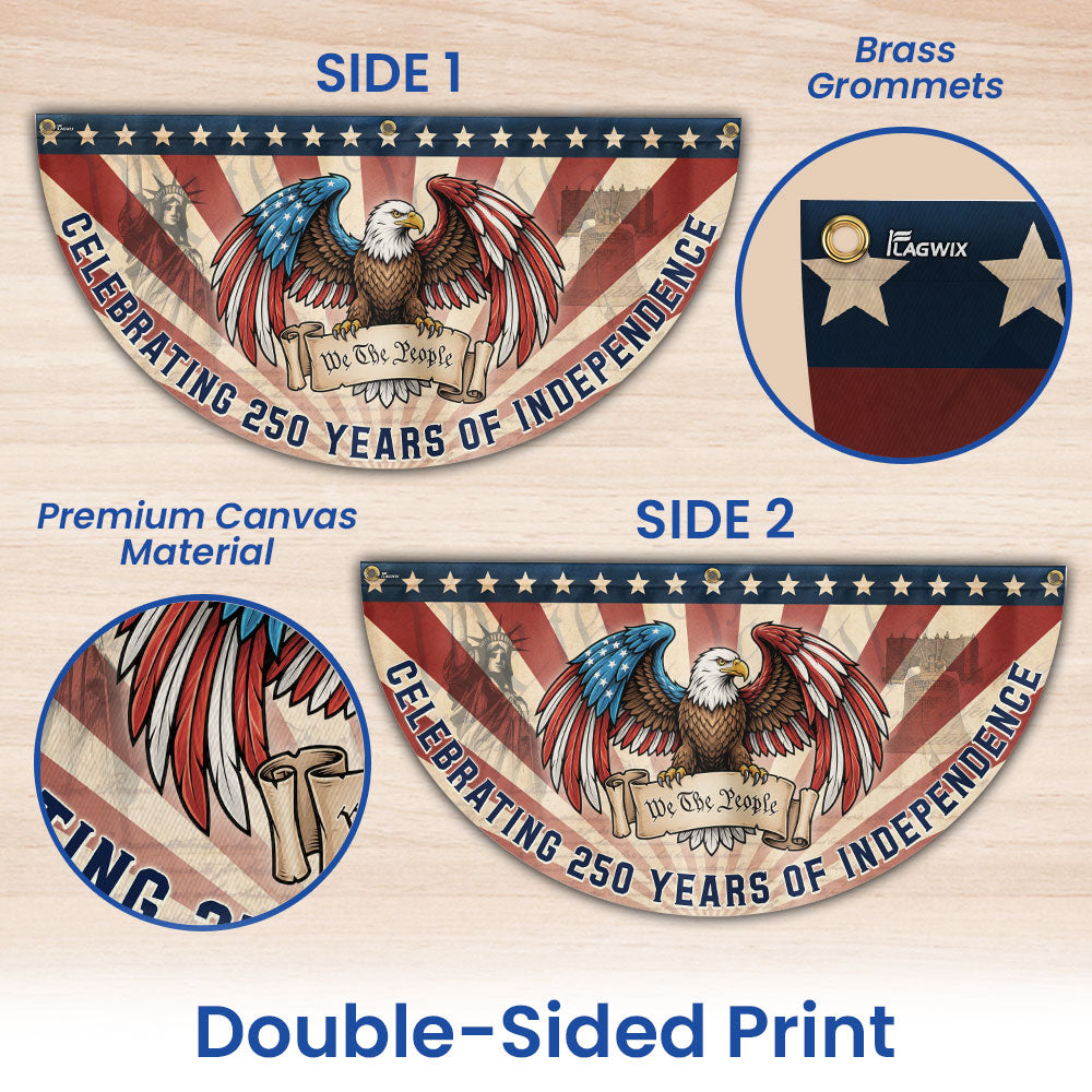 Celebrating 250 Years of Independence Patriotic Eagle We The People Vintage Fan Flag