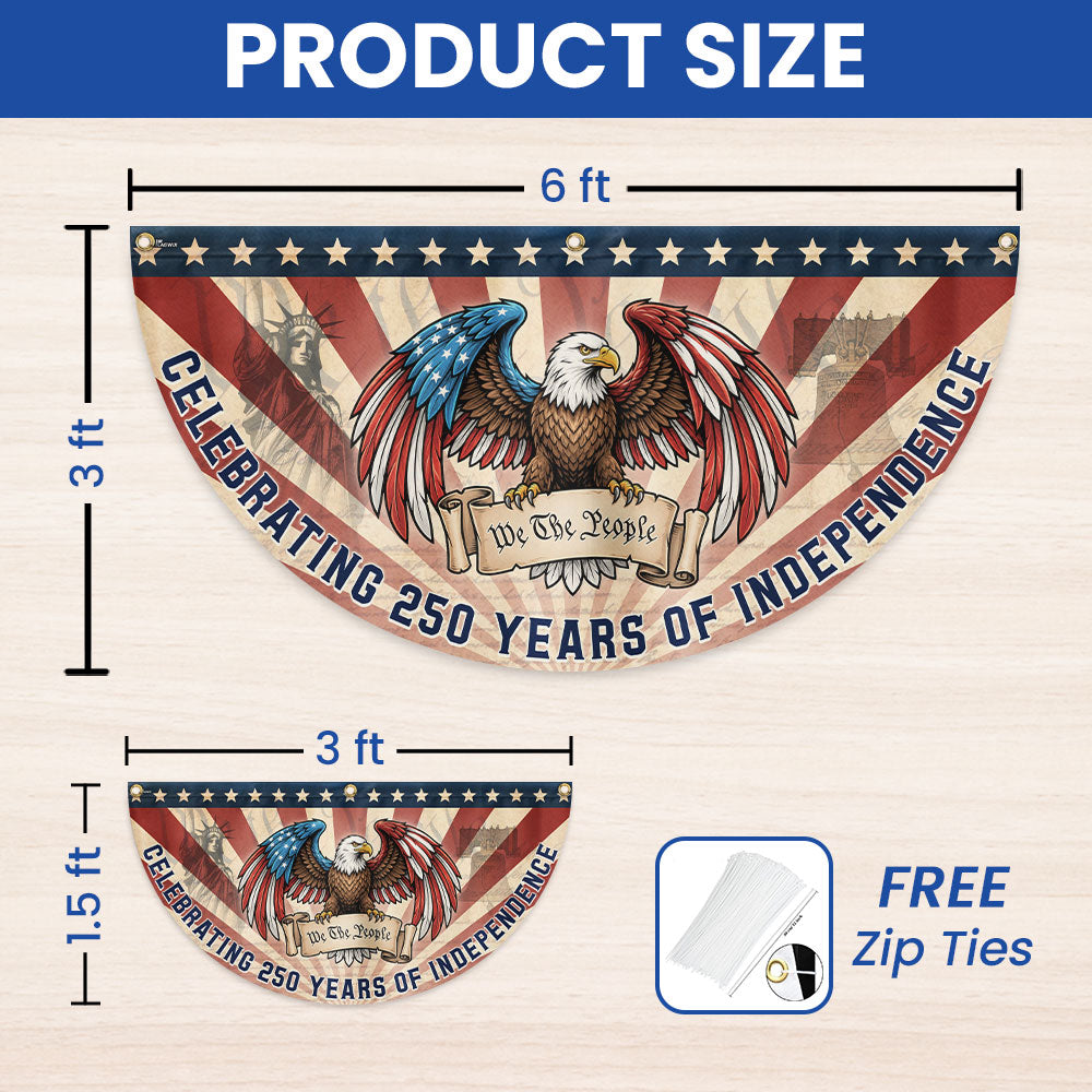 Celebrating 250 Years of Independence Patriotic Eagle We The People Vintage Fan Flag
