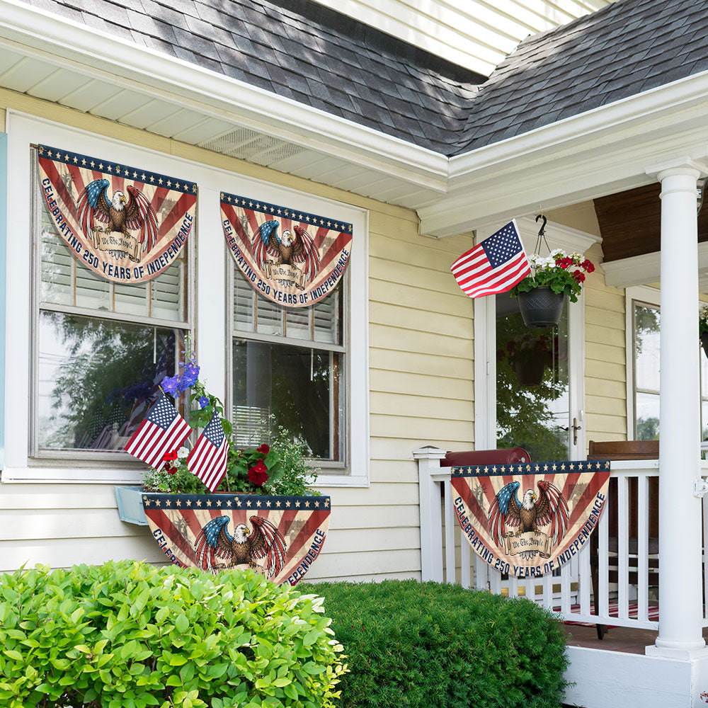 Celebrating 250 Years of Independence Patriotic Eagle We The People Vintage Fan Flag