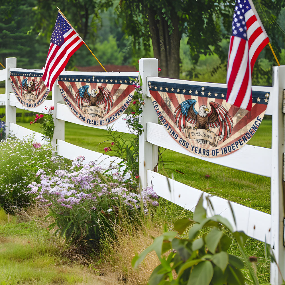 Celebrating 250 Years of Independence Patriotic Eagle We The People Vintage Fan Flag