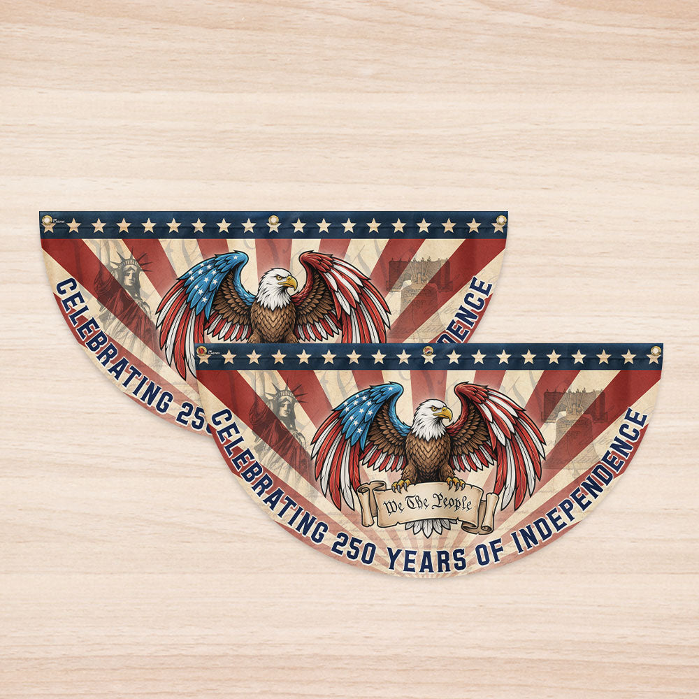 Celebrating 250 Years of Independence Patriotic Eagle We The People Vintage Fan Flag