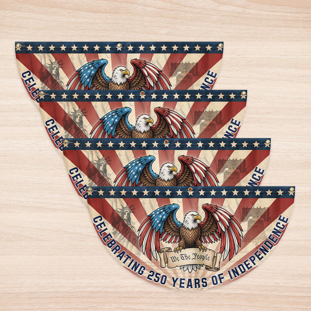 Celebrating 250 Years of Independence Patriotic Eagle We The People Vintage Fan Flag