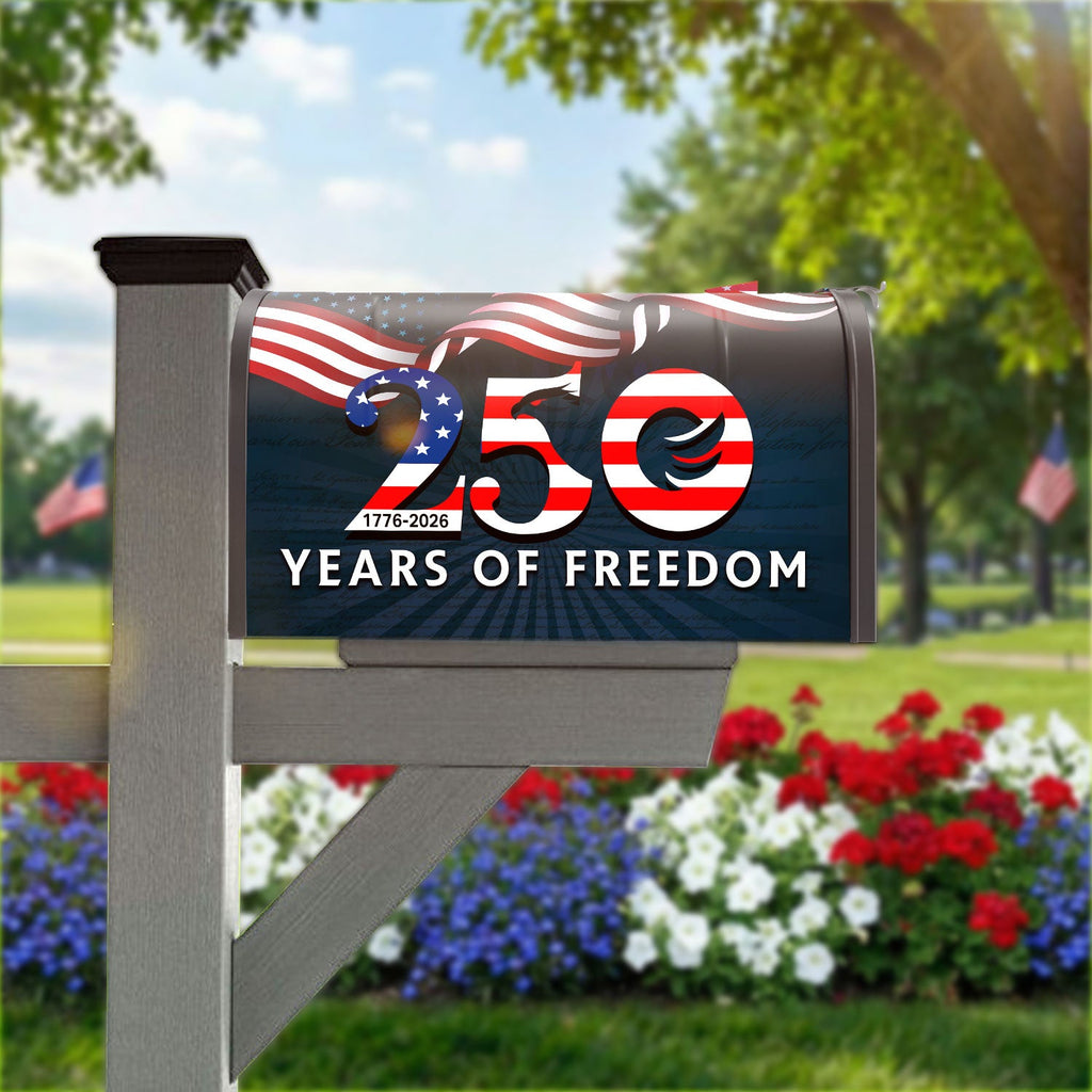 250th Anniversary 1776 2026 Patriotic Eagle American Flag Mailbox Cover