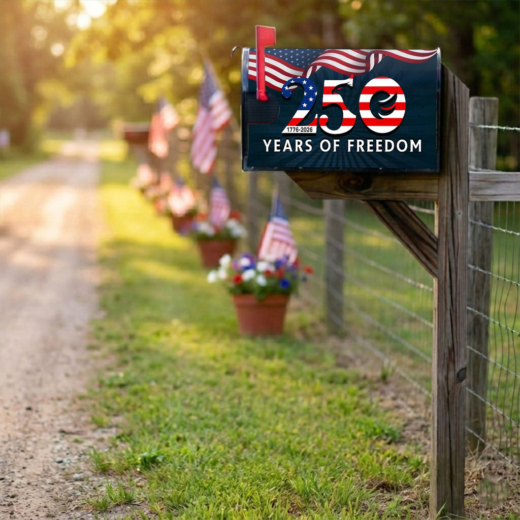 250th Anniversary 1776 2026 Patriotic Eagle American Flag Mailbox Cover