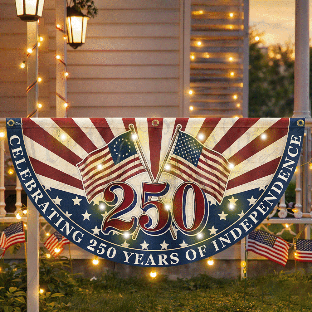 Patriotic Flag, Celebrating 250 Years of Independence Solar Led Fan Flag