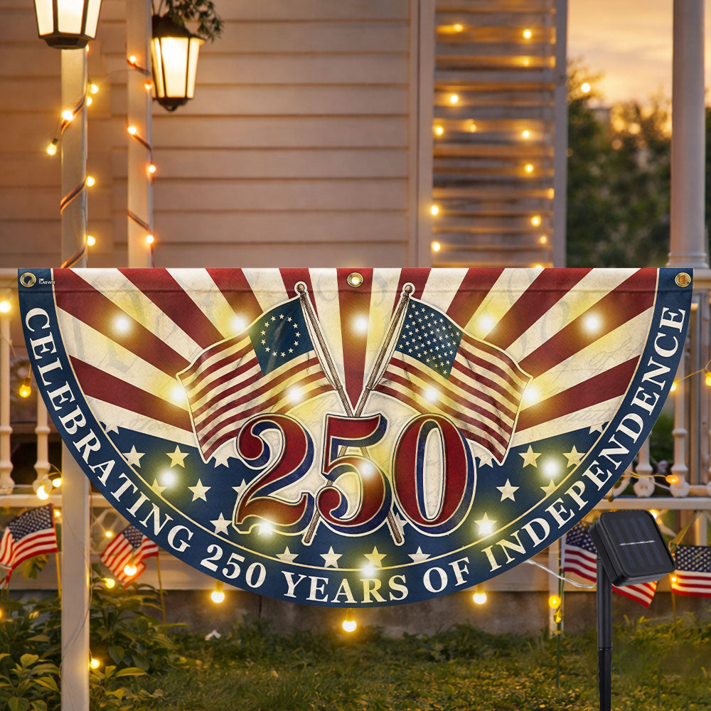 Patriotic Flag, Celebrating 250 Years of Independence Solar Led Fan Flag