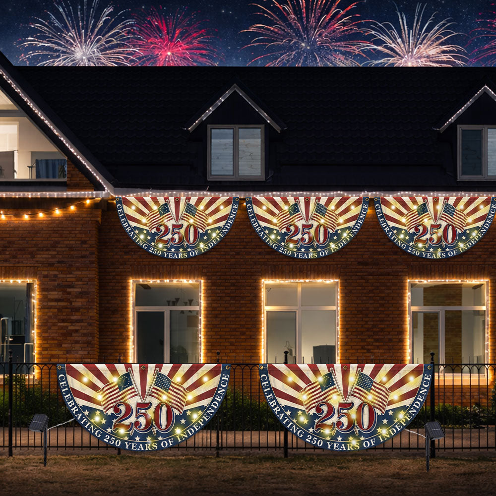 Patriotic Flag, Celebrating 250 Years of Independence Solar Led Fan Flag