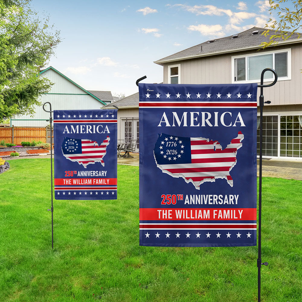 Personalized 250th Anniversary America Flag, 1776 2026 America Map Decor
