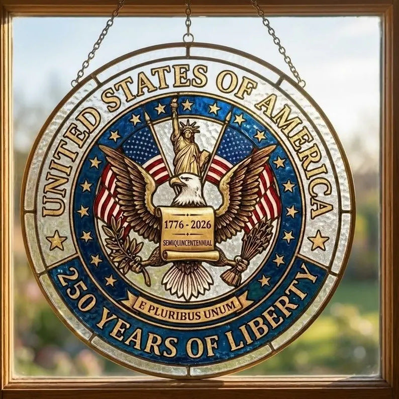 250th  Anniversary Of Freedom Commemorative Colorful Acrylic Sun Catcher Acrylic Material Patriotic Bald Eagle Window Hanging