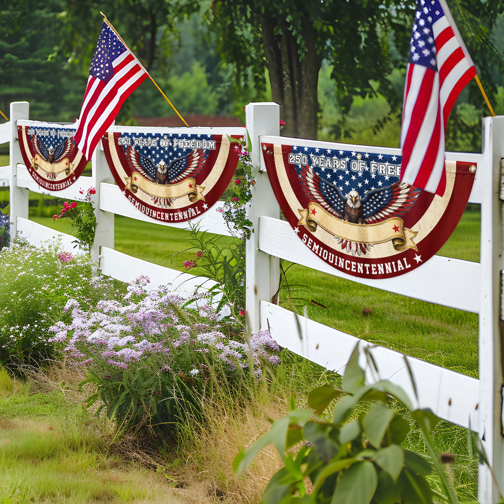 Personalized 250 Years of Freedom Fan Flag, Patriotic Eagle Custom Name Semiquicentennial Flag