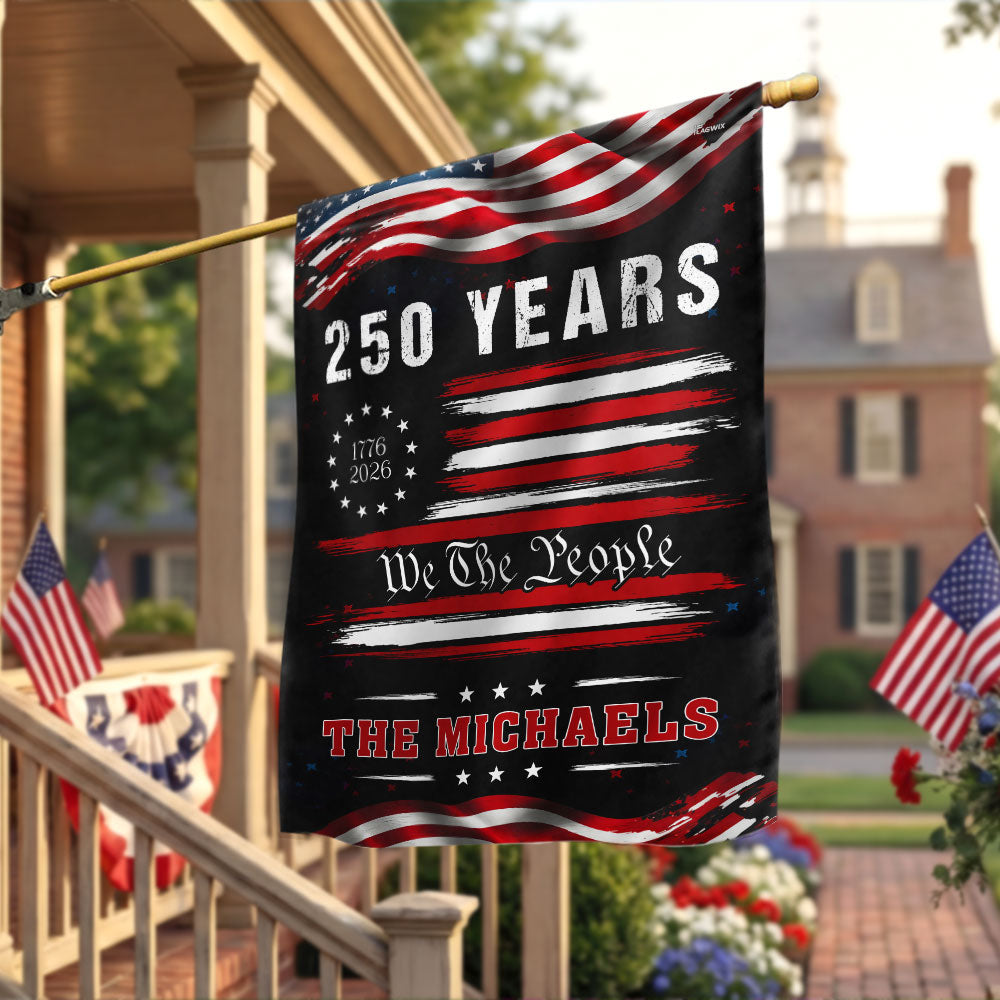 Personalized 250 Years of Freedom Semiquincentennial Decor, 1776 2026 Custom American Patriotic Flag