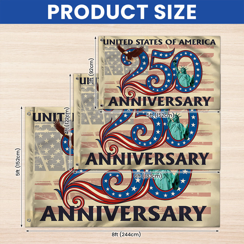 1776 2026 Grommet Patriotic Flag for America 250th Anniversary