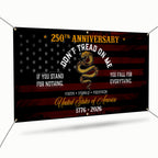 Flagwix USA 250th Anniversary Fence Banner – Don’t Tread On Me Gadsden Flag Patriotic Design