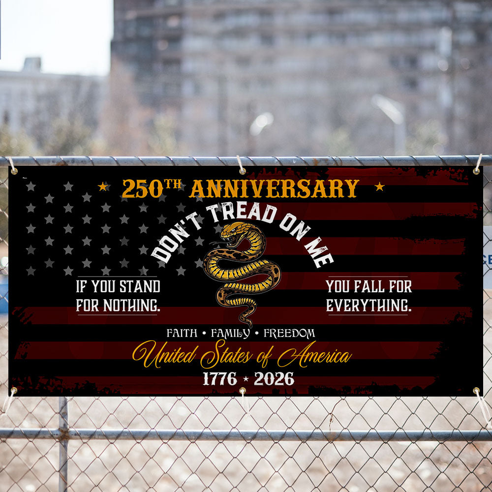 Flagwix USA 250th Anniversary Fence Banner – Don’t Tread On Me Gadsden Flag Patriotic Design
