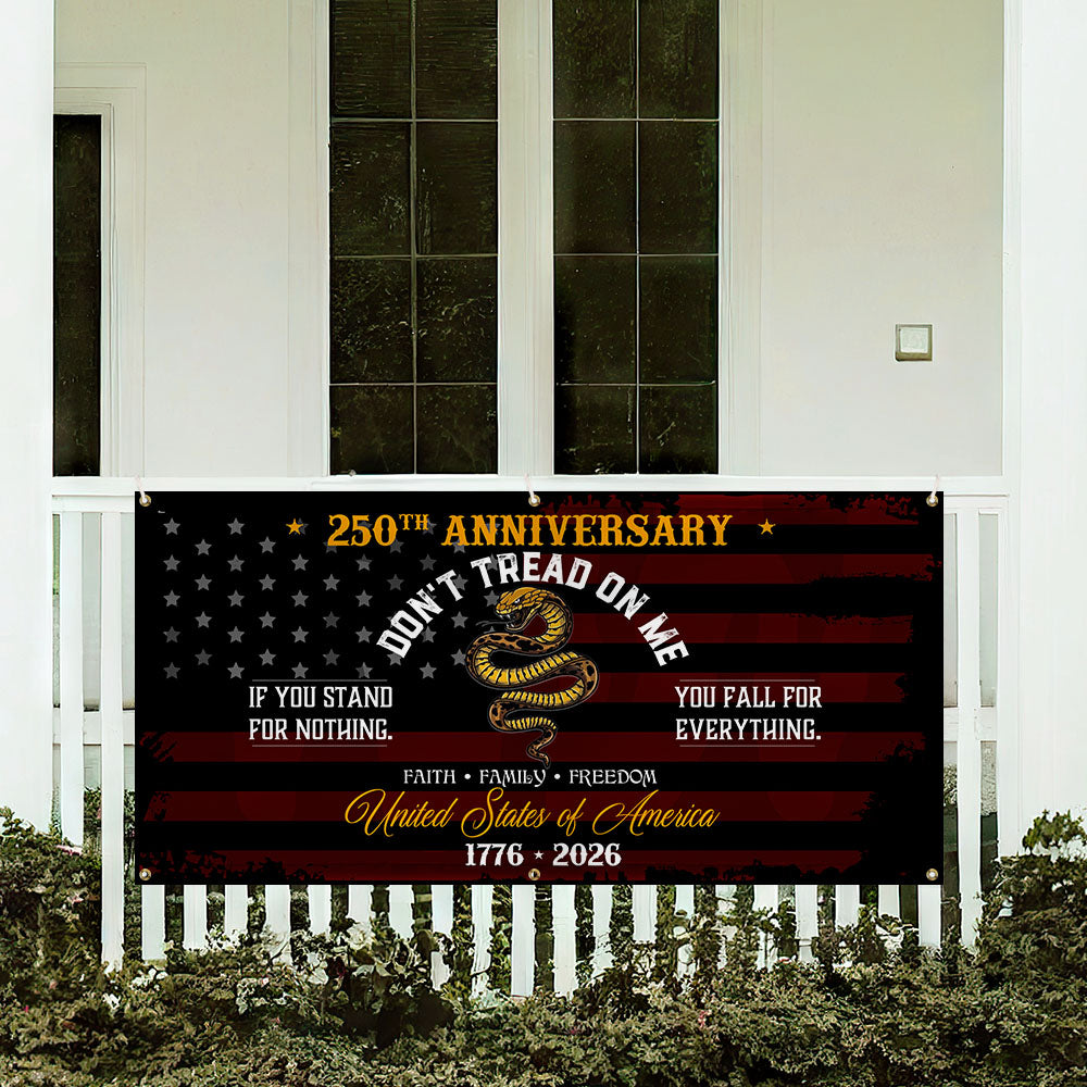 Flagwix USA 250th Anniversary Fence Banner – Don’t Tread On Me Gadsden Flag Patriotic Design