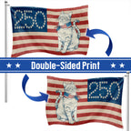 Flagwix Patriotic Cat Grommet Flag - 250th Anniversary Paw Prints 1776-2026 Decor