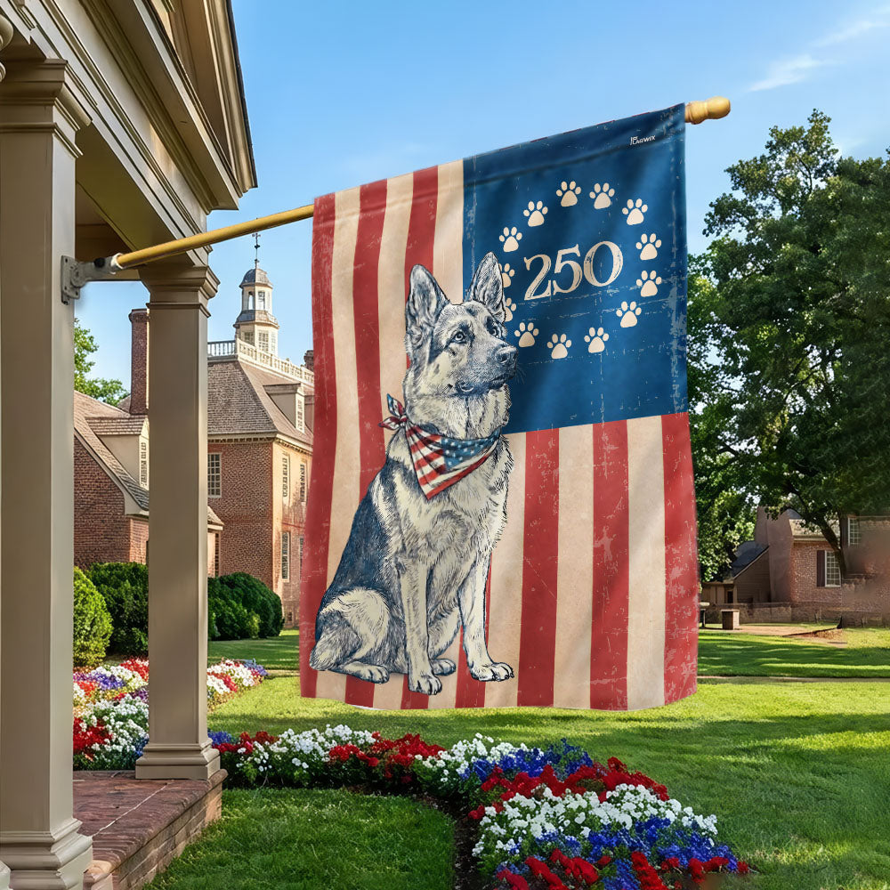 Betsy Ross Paw Prints Dog German Shepherd Flag for 250th Anniversary