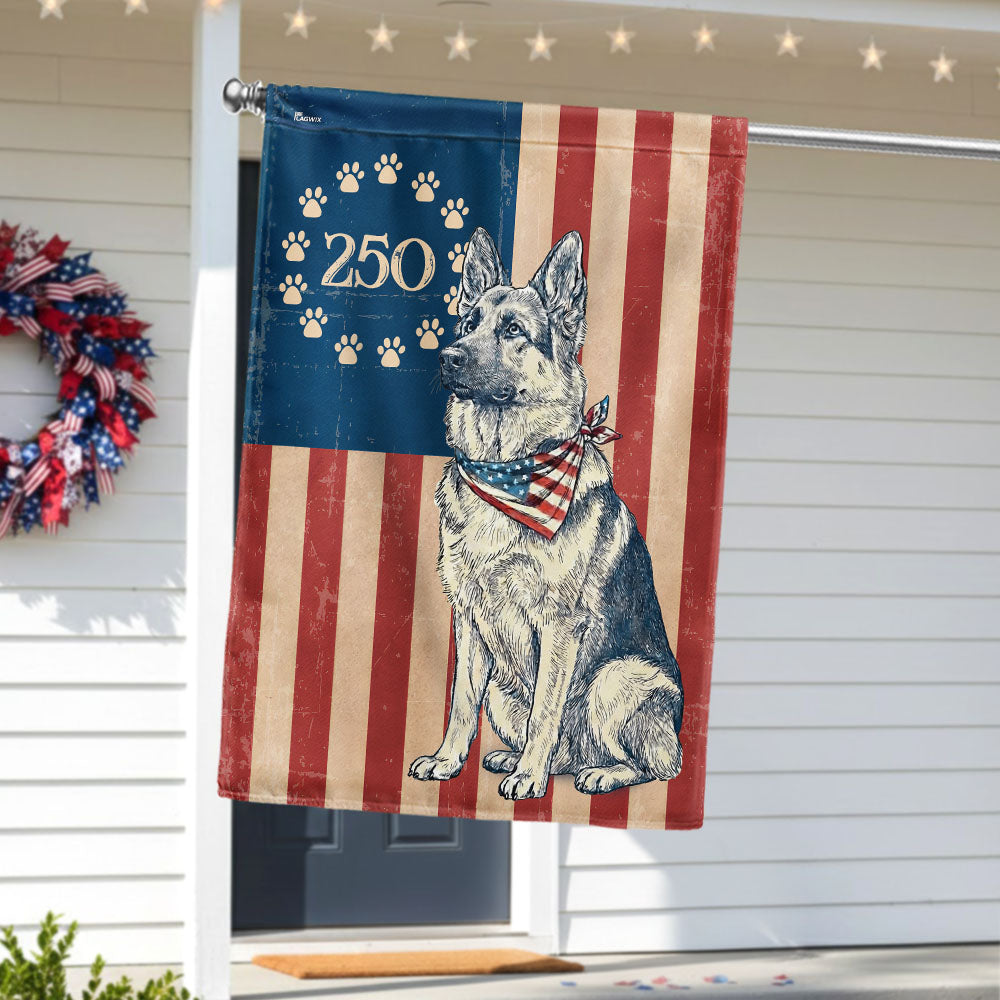 Betsy Ross Paw Prints Dog German Shepherd Flag for 250th Anniversary