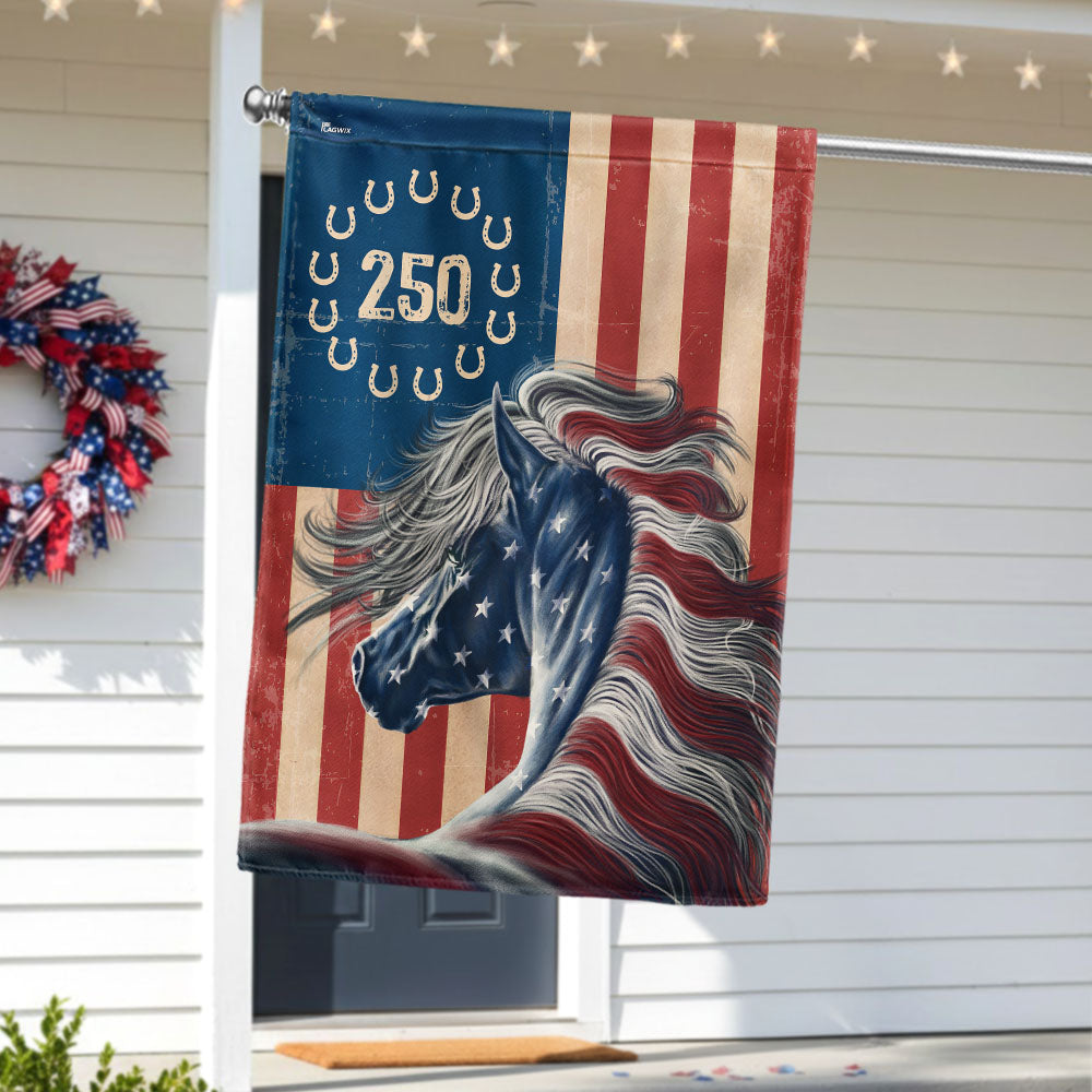 Flagwix Patriotic Horse Garden Flag - 250th Anniversary Horse Prints Betsy Ross Flag Decor
