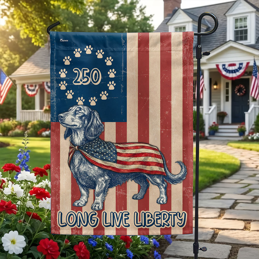 Flagwix Patriotic Dachshund Garden Flag - 250th Anniversary Paw Wiener Prints Betsy Ros Flag Decor