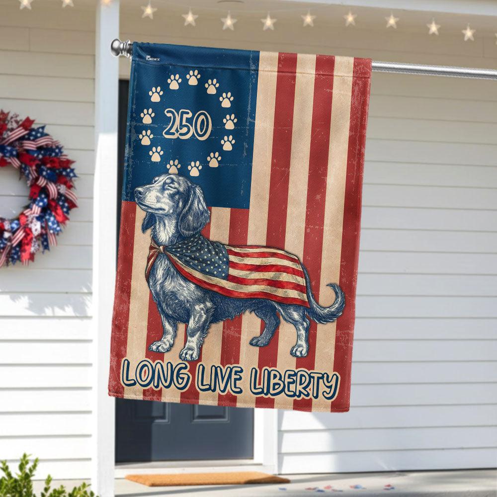 Flagwix Patriotic Dachshund Garden Flag - 250th Anniversary Paw Wiener Prints Betsy Ros Flag Decor