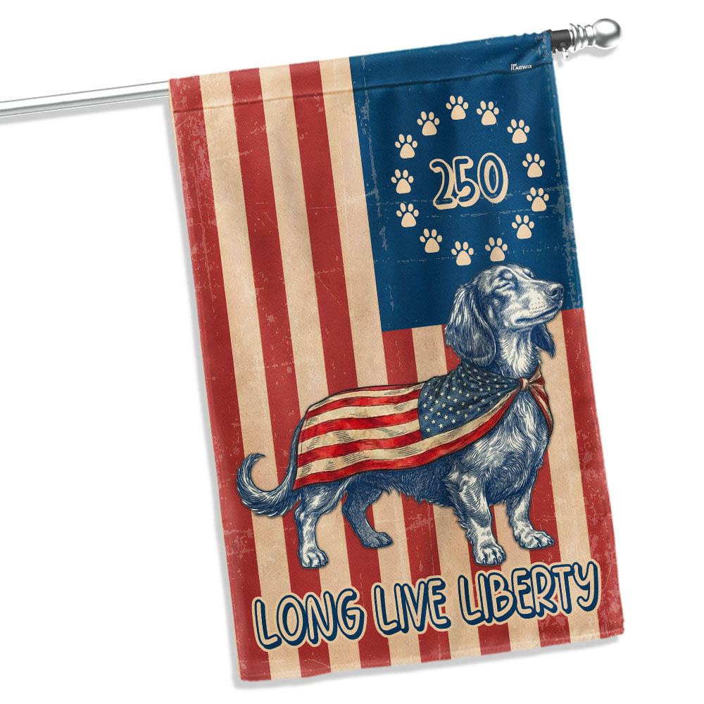 Flagwix Patriotic Dachshund Garden Flag - 250th Anniversary Paw Wiener Prints Betsy Ros Flag Decor