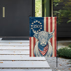 Flagwix Patriotic Highland Cow Garden Flag - 250th Anniversary Cow Farmer Prints Betsy Ros Flag Decor