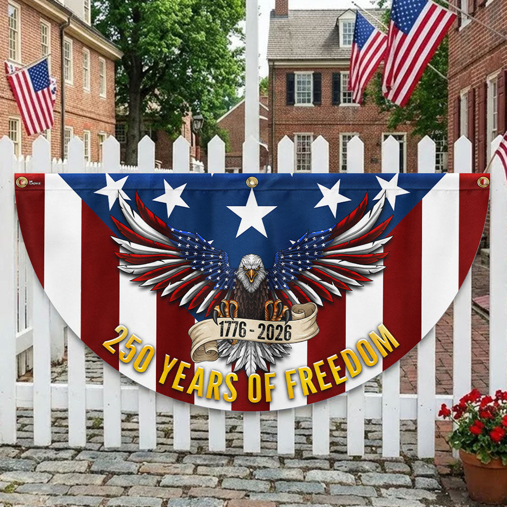 250 Years of Freedom Non-Pleated Fan Flag Patriotic Eagle Bunting