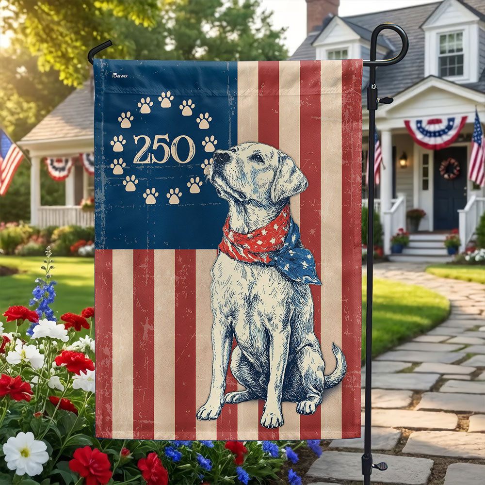 Flagwix Patriotic Labrador Retriever  Garden Flag - 250th Anniversary Paw Prints Betsy Ross Flag Decor