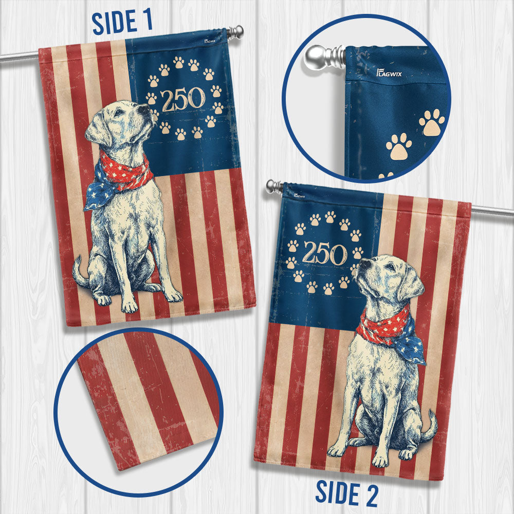 Flagwix Patriotic Labrador Retriever  Garden Flag - 250th Anniversary Paw Prints Betsy Ross Flag Decor