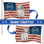 Flagwix Patriotic Cat Grommet Flag - 250th Anniversary Paw Prints Betsy Ross Flag Decor