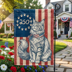 Flagwix Patriotic Maine Coon Cat Garden Flag - 250th Anniversary Patriotic Paw Prints Betsy Ross Flag Decor