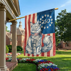 Flagwix Patriotic Maine Coon Cat Garden Flag - 250th Anniversary Patriotic Paw Prints Betsy Ross Flag Decor