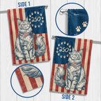 Flagwix Patriotic Maine Coon Cat Garden Flag - 250th Anniversary Patriotic Paw Prints Betsy Ross Flag Decor