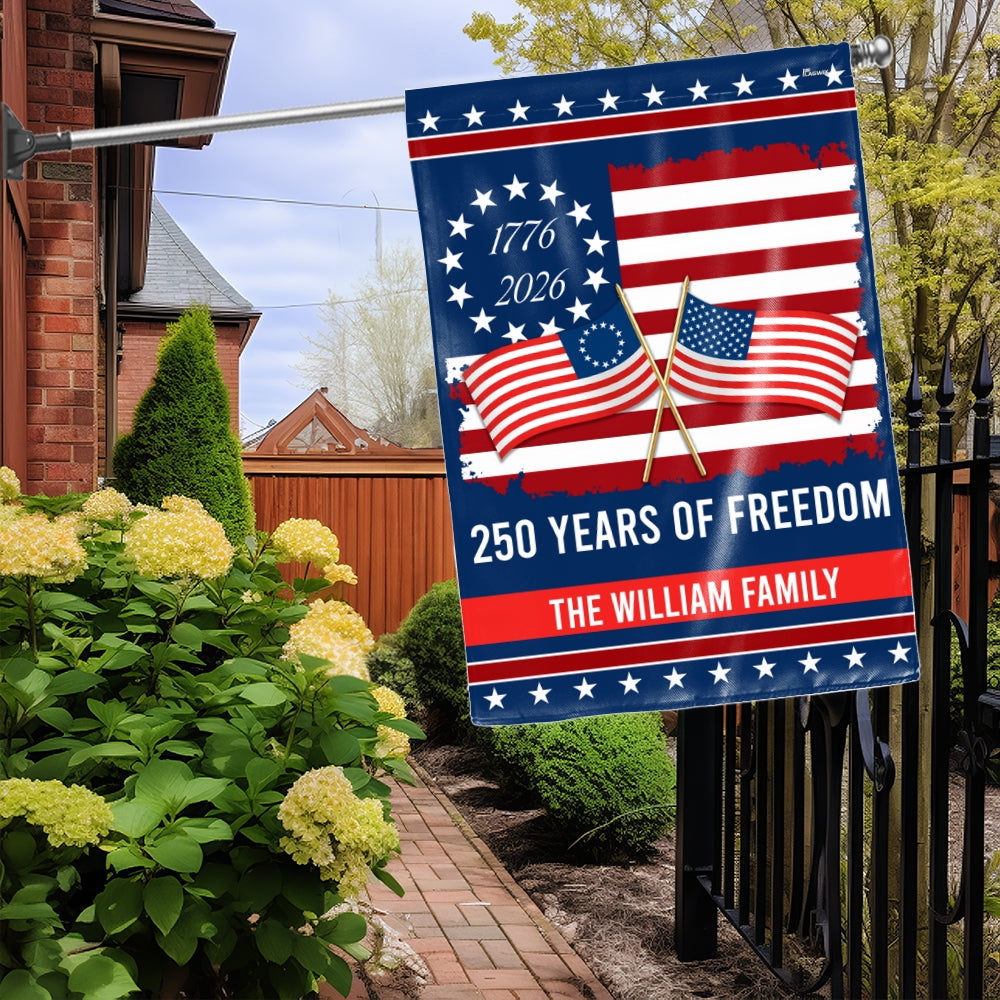 Personalized 250 Years of Freedom Flag, 250th Anniversary Decorative Flag