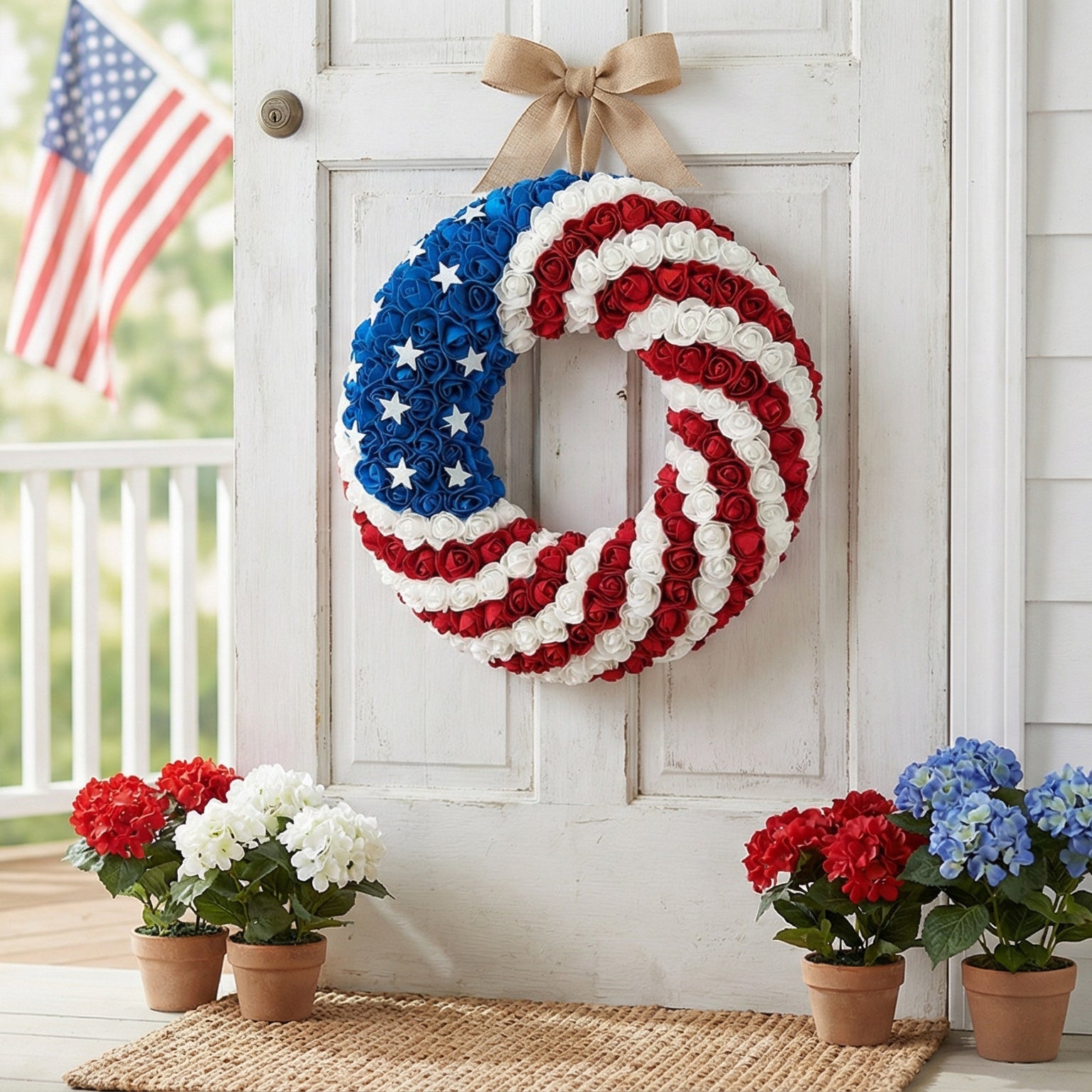 Patriotic Front Door Wreath for 250 Years of America Decoration