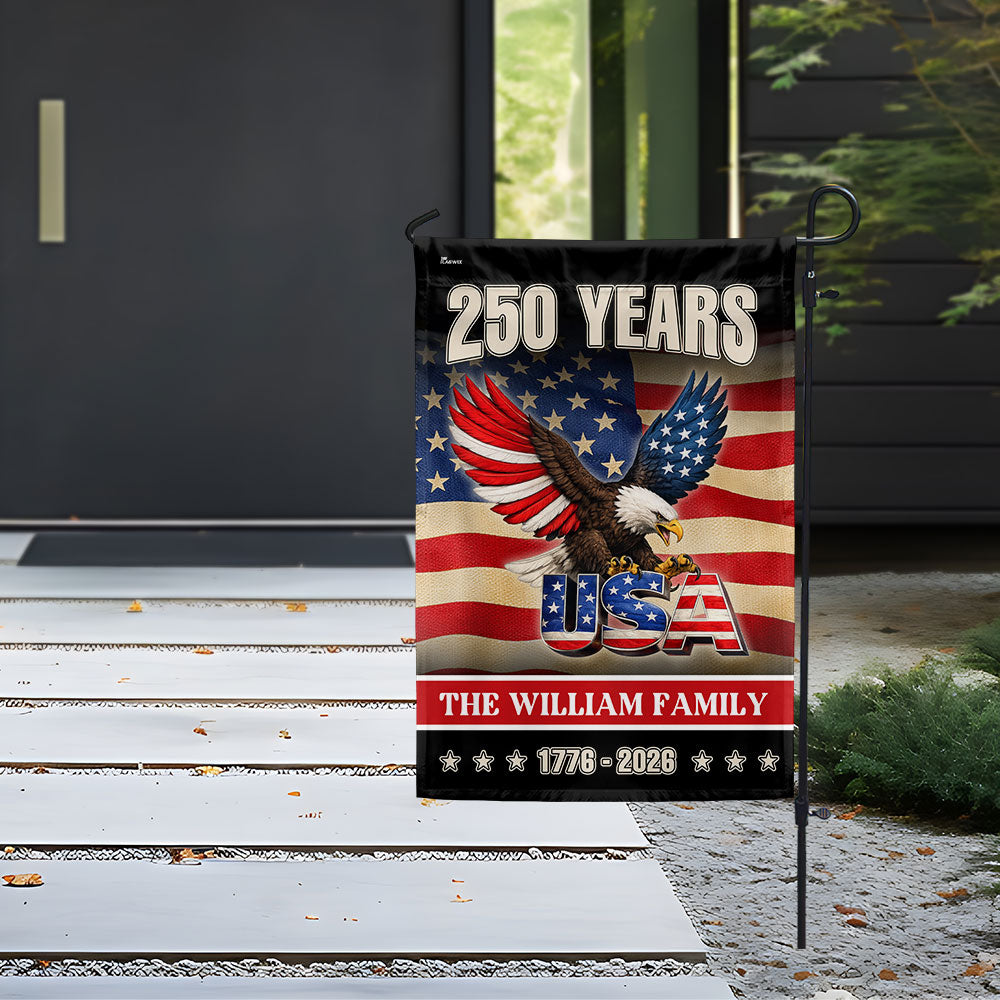 Custom Name American 1776 2026 Flag, Personalized 250 Years Eagle USA Flag