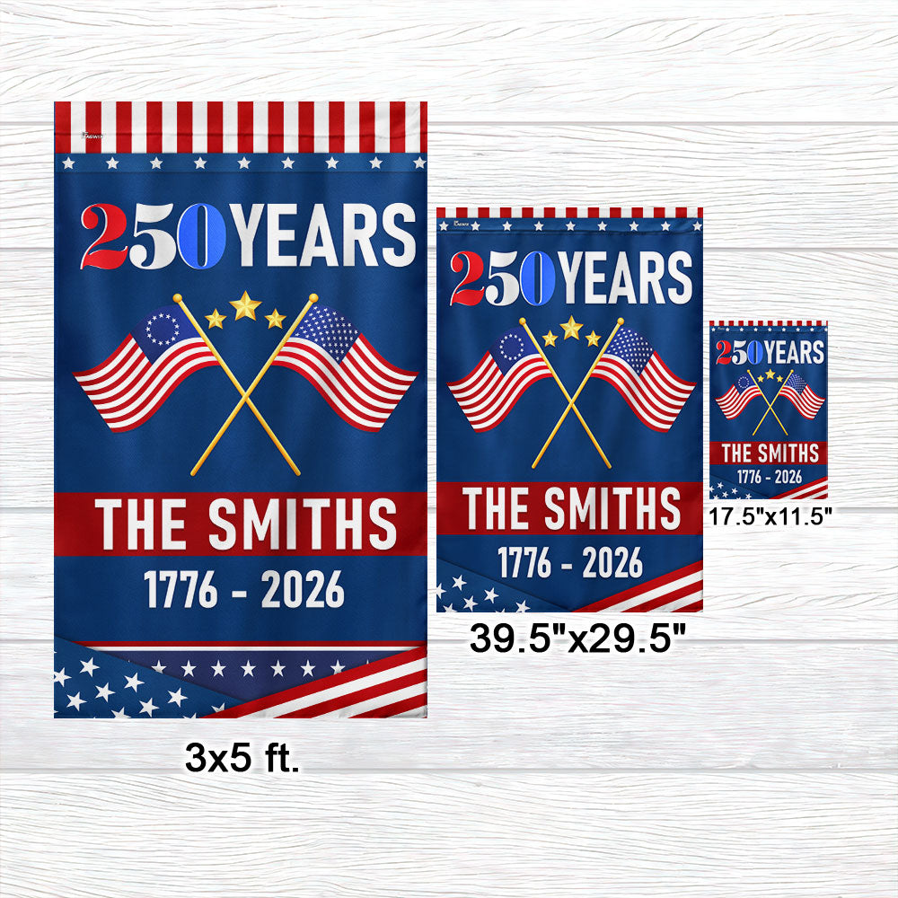 Personalized 250 Years of Freedom 1776 2026 American Flag, Custom Name