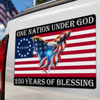 1776-2026 One Nation Under God Magnet, 250 Years Of Blessing American Flag Eagle Cross Die Cut, Christian Patriotic Truck Magnet