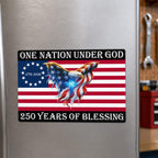 1776-2026 One Nation Under God Magnet, 250 Years Of Blessing American Flag Eagle Cross Die Cut, Christian Patriotic Truck Magnet