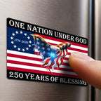 1776-2026 One Nation Under God Magnet, 250 Years Of Blessing American Flag Eagle Cross Die Cut, Christian Patriotic Truck Magnet