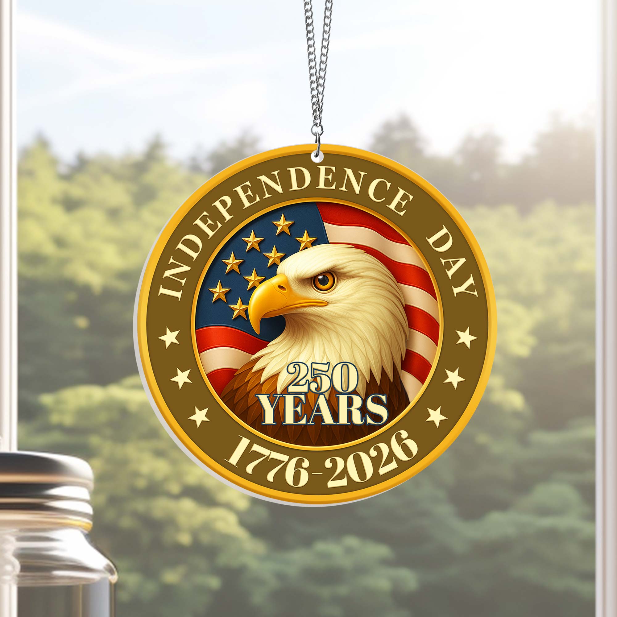 America 250th Independence Day Suncatcher Window Hanging