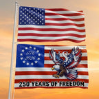 250 Years of Freedom Grommet Flag Bald Eagle Patriotic 1776–2026 Decor